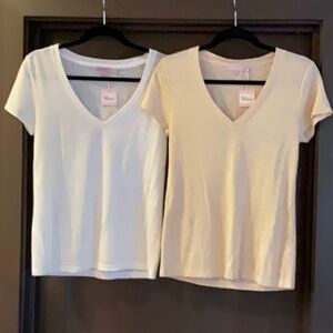 Calypso St. Barth Fitted Short Sleeve T-Shirts White and Cream originally $65 ea